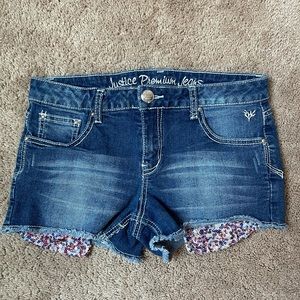 Justice Premium Jean Shorts with sparkle pockets